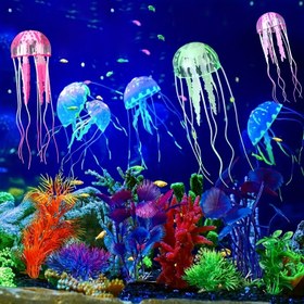 Resim 1 adet Luminous Jellyfish Akvaryum Dekoru - Glowing Yapay Balık Tankı Dekorasyonu, Renkli Koral ve Deniz Hayatı ile, Plastik Malzeme ile Canlı Ev Dekoru, Akvaryum Dekorasyonları, Akvaryum Dekorasyonu, Okyanus Temalı Tasarım, Gerçekçi Tasarım 