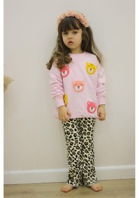 Resim Miniko Kids Kız Çocuk Ayıcık Modelli Uzun Kol Pamuk Taytlı Takım Pembe 
