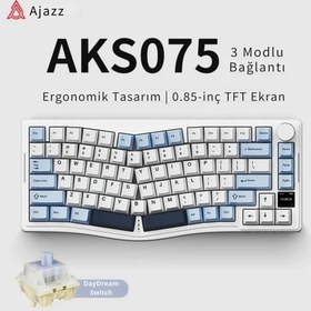 Resim Aks075 Ergonomik Daydream Switch-mekanik Klavye-bt5.1/2.4gwireless/usb-hotswap Dinamik Rgb - Mavi 