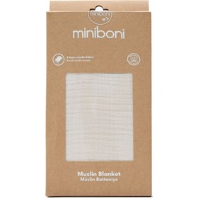 Resim Miniboni Müslin Battaniye 100*120 Cm Ekru 
