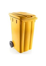 Resim Omnipazar Sy-6510 Tekerlekli Kapaklı Plastik Çöp Konteyneri 240 Lt Sarı Sarı 