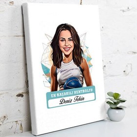 Resim Karikatürlü En Başarılı Kadın Hentbolcu Kanvas Tablo 