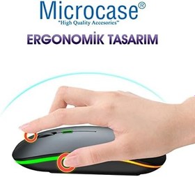 Resim Microcase 1600 DPI Şarj Edilebilir 2.4 GHz RGB Işık Çift Modlu Bluetooth Mouse - AL2767 Gümüş 