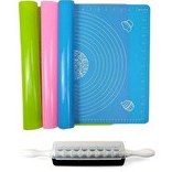 Resim Kitchen Design Lab 2'li Set 45x65 cm Silikon Hamur Açma Matı ve 9 Bıçaklı Mantımatik 