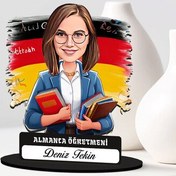 Resim Kadın Almanca Öğretmeni Karikatürlü Biblo 