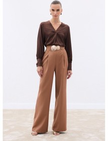 Resim Sateen Aksesuarlı Pantolon - Camel-136562 Camel 