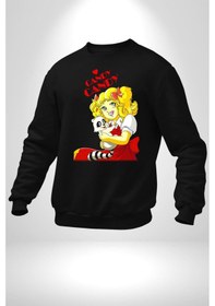 Resim Şeker Kız Candy Çizgi Film Unisex Siyah Sweatshirt Siyah 