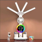 Resim Tastech ÇOK FONKSİYOKLU MASA LAMBASI RGB LED IŞIKLI SAAT TAKVİM DERECE VANTİLATÖR KALEMLİK 
