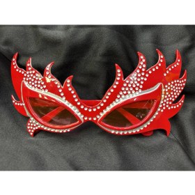 Resim MCM Group Taşlı Göz Kamaştıran Gecenin Yıldızı Kırmızı Parti Alev Gözlük 