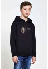 Resim Tshirthane Kurt Cobain Baskılı Unisex Çocuk Kapüşonlu Siyah Sweatshirt (528731699) Siyah 