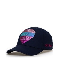 Resim U.S. Polo Assn. Kız Çocuk Lacivert Payet Kalp İşlemeli Şapka 50312315-VR033 