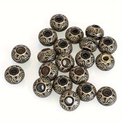 Resim 30 adet 14x16mm Büyük Delikli Akrilik Boncuklar Vintage Esintili Etnik Antika Abaküs Tasarımı Boncuklar Diy Takı Yapımı Aksesuarları için 
