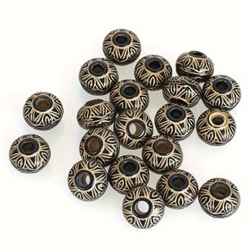 Resim 30 adet 14x16mm Büyük Delikli Akrilik Boncuklar Vintage Esintili Etnik Antika Abaküs Tasarımı Boncuklar Diy Takı Yapımı Aksesuarları için 