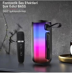 Resim Newface Pluse 5 Mikrofonlu Rgb Kablosuz Hoparlör - Siyah Drstr 