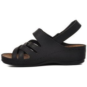 Resim Ayakmod 09-985 Siyah Kadın Dolgu Topuk Sandalet 001 