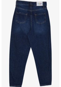 Resim Breeze Kız Çocuk Jean Pantolon Cepli Düğmeli 9-14 Yaş, Koyu Mavi KOYU MAVİ 