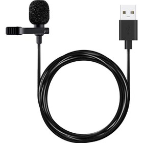 Resim USB Microphone, USB Girişli Yaka Mikrofonu 1.5 mt Siyah 