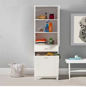 Resim Banyo Ve Mutfak Dolabı Çamaşır Sepetli Beyaz 