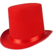 Resim AyrStore Yetişkinler İçin Kırmızı Renk Ringmaster Sihirbaz Şapkası Fötr Şapka 15 Cm 