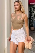 Resim Swist Vizon Pena Pencereli Kadın Crop Top 
