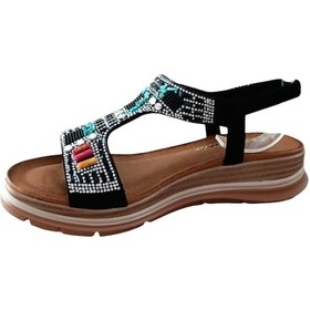 Resim De Scarıo 2061 Kadın Taşlı Comfort Sandalet Siyah Siyah 