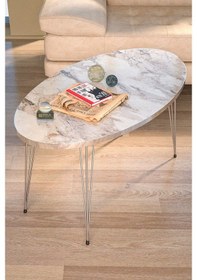 Resim Zigon Sehpa Ve Orta Sehpa Elips Set Gümüş Efes Tel 