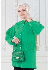 Resim Sevitli Önü Gül Detaylı Tunik-yeşil-3634-yeşil Yeşil 