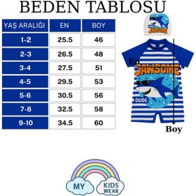 Resim My Kids Wear Erkek Çocuk Dalgıç Kumaş Gizli Fermuarlı Boneli Mayo Takımı 2-8 Yaş 12020 
