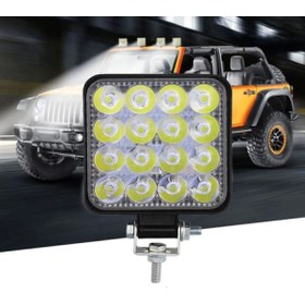 Resim MİRCAR Kare Off Road Iş Makinesi Kamyon Traktör Projektör Çalışma Ve Sis Lambası 16 Led 48 W Uyumlu 