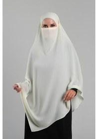 Resim Hürrem Bone Ekru Pratik Hazır Geçmeli Tesettür Eşarp Krep Bağcıklı Çift Katlı Sufle Hijab 2314 27 Ekru 