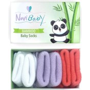 Resim Novibaby 3'lü Bambu Yenidoğan Bebek Çorabı I Purple Orange I 0-6 Ay 