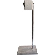 Resim BMK MERMER Mermer Tuvalet Kağıtlığı, Tuvalet Kağıtlığı(GRİ- KROM KAPLAMA) : 20x28 Cm - H:60 Cm 
