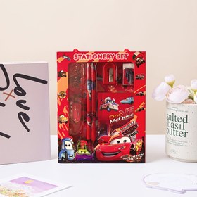 Resim DISNEY Cars 3 Kalem Seti, Ölçü Cetveli, Kalem, Yaratıcı Çizim Defteri Ofis Kırtasiye Hediye Kutusu Seti Kırmızı Stil Mükemmel Tatil Hediyesi 