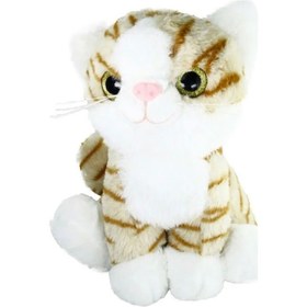 Resim Sevimli Peluş Kedi Uyku Arkadaşı Hediyelik 30 Cm Kahverengi 