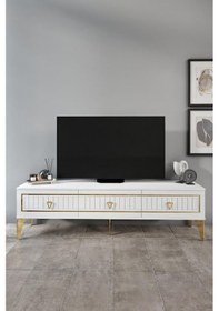 Resim 180 CM KLAS MDF MEBRAN KAPAK BEYAZ GOLD 