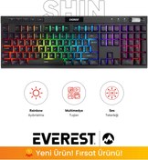 Resim Everest KB-68 Shin Siyah Rainbow Q Membrane Klavye Gaming Klavye Oyuncu Klavyesi 