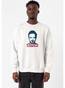 Resim Breaking Bad Jesse Pinkman Bitch Beyaz Erkek 2ip Sweatshirt Beyaz 