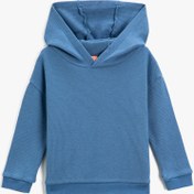 Resim Erkek Bebek Basic Dokulu Kapüşonlu Sweatshirt 