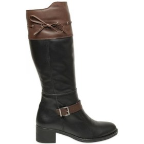 Resim Mammamia D25kc-2335 Kalin Topuklu Günlük Siyah-kahverengi Kadın Çizme Siyah-kahverengi 