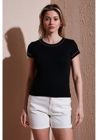 Resim Fashion Friends Bayan T Shirt 25y0523k1 Siyah Siyah 