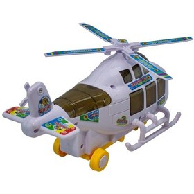 Resim Oyuncak Helikopter Işıklı Sesli Beyaz Sevimli Helikopter 23 CM 