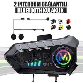 Resim EN SİGA 2 Intercom Bağlantılı Su Geçirmez Motosiklet Kask Bluetooth 5.3 300m Intercoom 2.000mah 