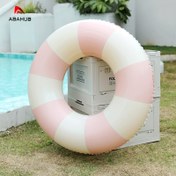 Resim ABAHUB Şişme Yüzük - Kalınlaştırılmış Aşınmaya Dayanıklı PVC, 4 Renk (Pembe/Beyaz Çizgili, Karışık) - Havuz Partisi Dekoru, Noel, Yeni Yıl, Cadılar Bayramı, Şükran Günü, Ramazan için Tatil Hediyesi - Açık Hava Eğlence Su Halkası, Havuz Yüzdürücüleri 