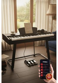 Resim Midex PLX-125BK Taşınabilir Dijital Piyano Tuş Hassasiyetli 88 Tuş Bluetooth (Stand ve Kulaklık İle) 