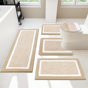 Resim 1pc Geometrik Desen Hafızalı Köpük Banyo Paspası, Yumuşak Kaymaz Emici Mercan Yünü Banyo Halısı, Makineyle Yıkanabilir Duş Halısı, Ev, Banyo Aksesuarları, Mutfak, Çamaşır Odası, Yatak Odası, İç Mekan Halısı 