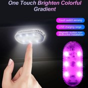 Resim 2 adet USB Şarj Edilebilir 6-LED Araba Lambası, 7 Renkli Mod, Dokunmatik Duyarlı, Manyetik Kurulum, Parlak Beyaz Ortam Aydınlatması için Araç Süslemesi, Acil Durum ve Gece Kullanımı, Araç Süsleme Lambaları | Renkli Ortam Işığı | USB Şarj Edilebilir LED Işık, Kamyon, Ki için Araba Lambaları 