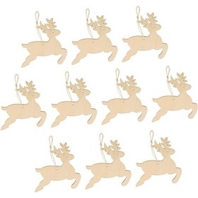 Resim Homyl 10 Parça Ahşap Geyik Şekli Yılbaşı Ağacı Asılı Tarif Edildiği Gibi 