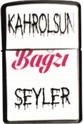 Resim ATA TANITIM Yüksek Kaliteli Benzinli Klasik Çakmak, "kahrolsun Bağzı Şeyler" Mottolu 