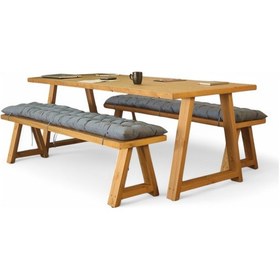 Resim Neiwel Tier Doğal Ahşap Banklı Toplantı Masasıı x 100 x 240 Açık Ceviz 