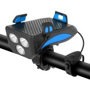 Resim GongtuShop Mavi 4000MAH Stili Yükseltilmiş Bisiklet Işık Çok Fonksiyonlu 4 1 Bisiklet Ön Işık 3 * LED Mtb Far Telefon Tutucu Braketi Hoparlör Powerbank Lambası (Yurt Dışından) 